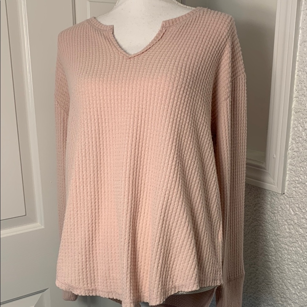 Lucky Brand Blush Pink Waffle Knit Sweater / Top Size Medium